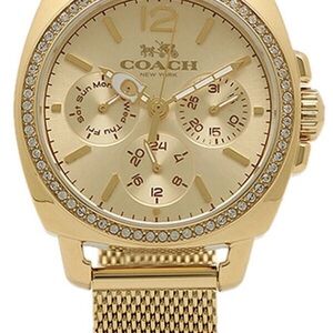 Coach 14502490 Boyfriend Crystal Accented Gold Tone Stainless SteelLadies Watch
